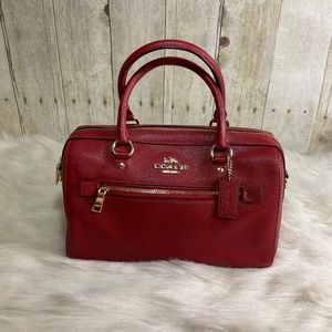 COACH Red Rowan Satchel and Coach mini box cosmetic case